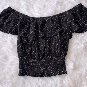 Forever 21 Black and White Off-Shoulder Blouse